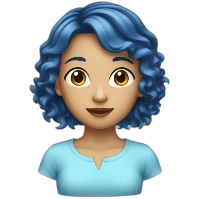 Fille cheveux bleu emoji