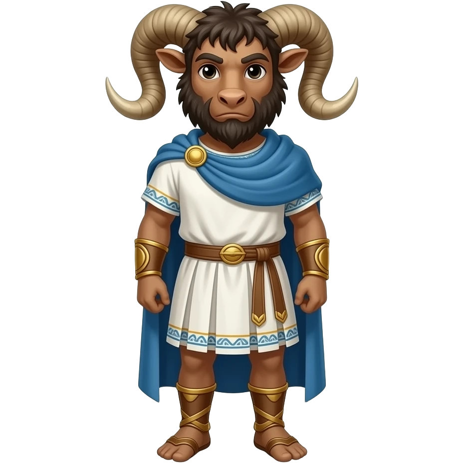 A minotaur dressed in ancient greek outfit. Full body emoji