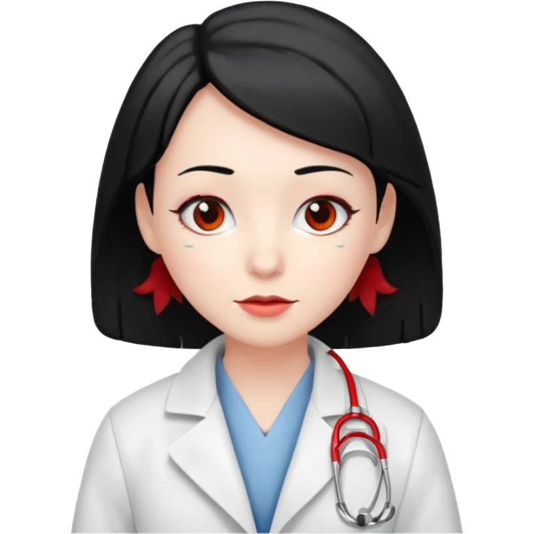 doctor with black hair and red hairclips  emoji