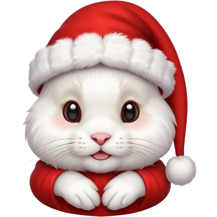 white rabbit in christmas hat emoji
