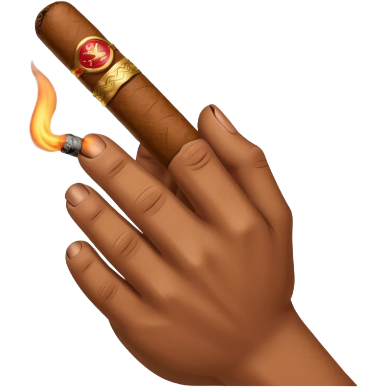 a hand holding a cigar emoji