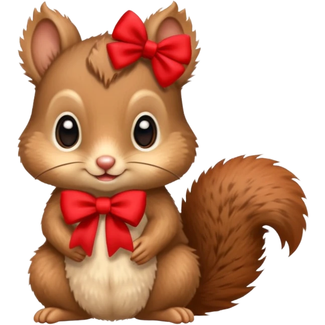 baby squirrel with a tiny red bow emoji