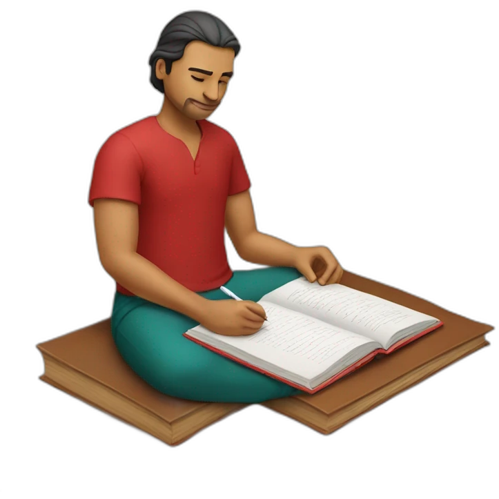 White indian Man writing in a book wearing red clothes emoji