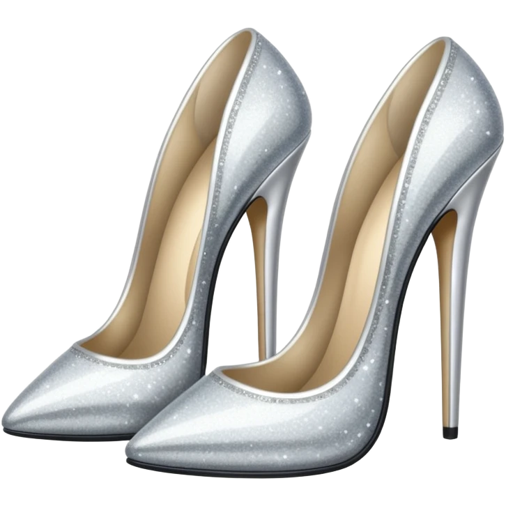 Two sparkly silver stilettos emoji