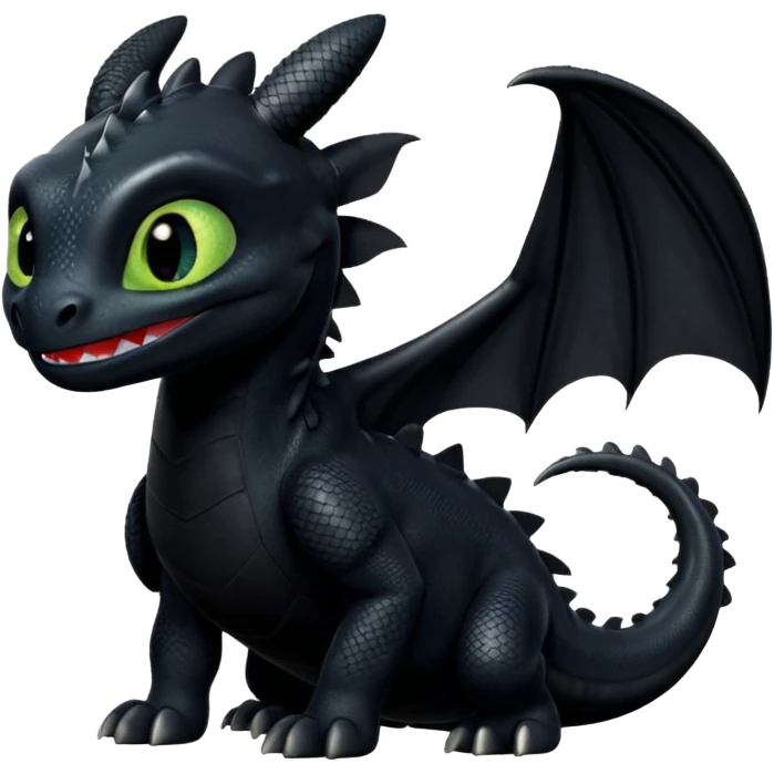 Dragon named toothless that is black from how to train your dragon emoji