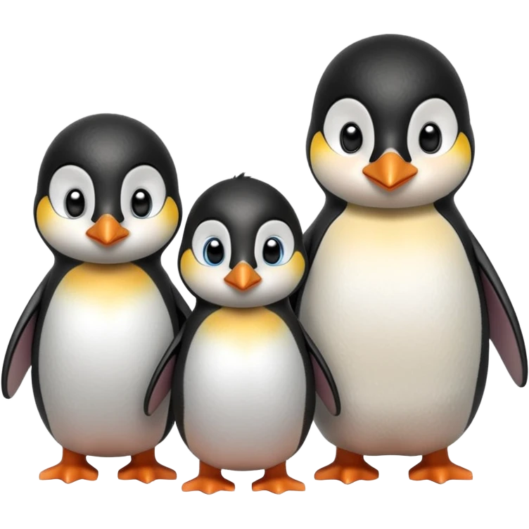 Savino the penguin,Moshi the doll and their parents emoji
