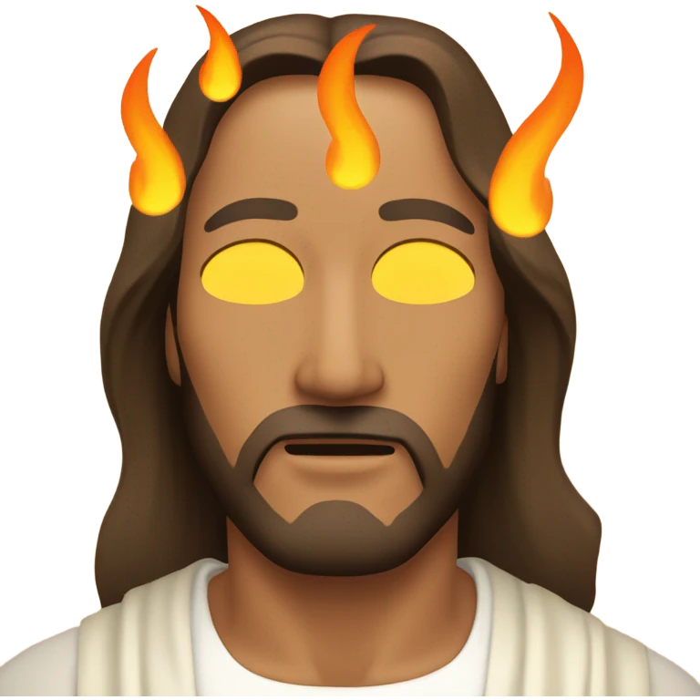 Jesus with flame emojis over his eyes  emoji