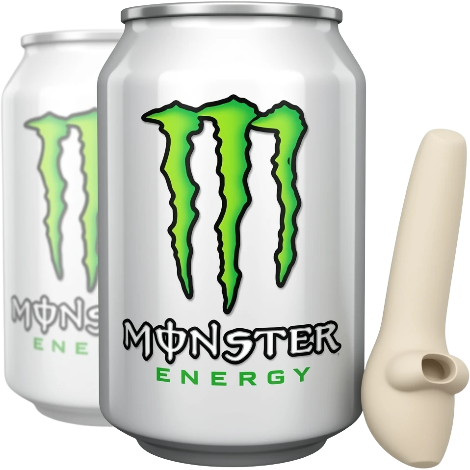 white monster energy drink with sex toy emoji