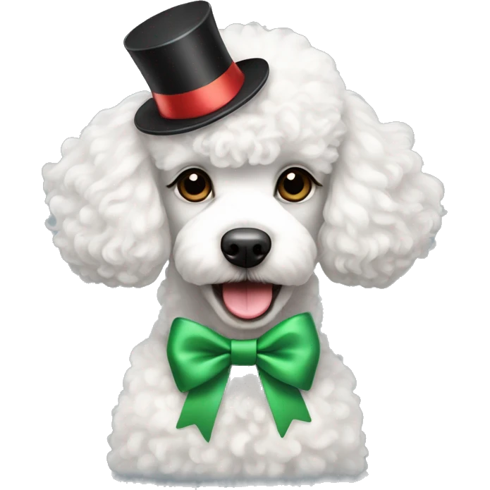 cute white poodle with a New Year's bow emoji