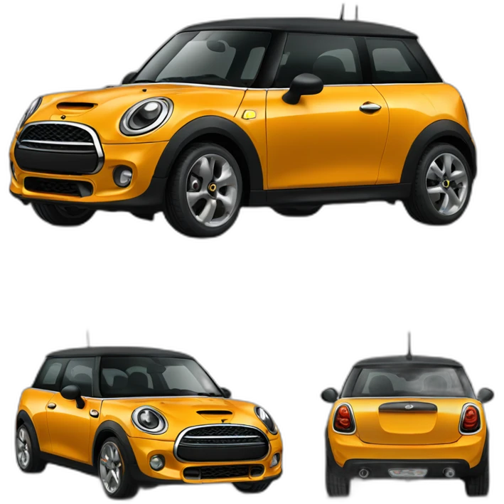 yellow-orange and black new Mini car front view emoji