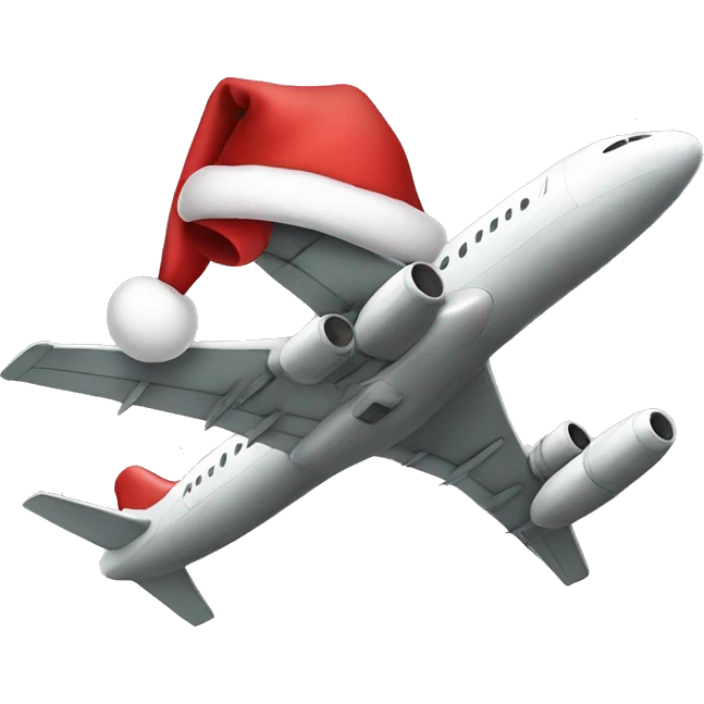 Airplane with Christmas hat emoji