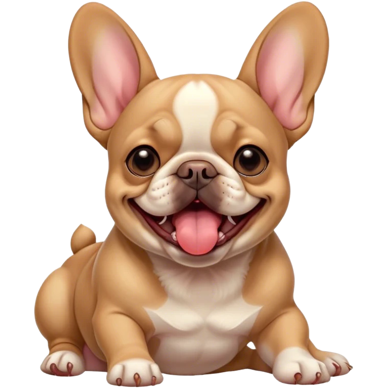 Cinematic Cute Yawning Fawn French Bulldog Portrait Emoji, Head tilted slightly with a dramatic, wide-open yawn, showcasing a sleek fawn coat with a refined texture, floppy ears slightly drooping, round dark eyes barely open in drowsy contentment, Simplified yet irresistibly adorable features, highly detailed, glowing with a soft, cozy glow, high shine, relaxed yet expressive, stylized with a touch of whimsy, bright and endearing, soft glowing outline, capturing the essence of a sleepy yet affectionate companion, so drowsy it feels like it could stretch out of the screen and curl up for a nap! emoji