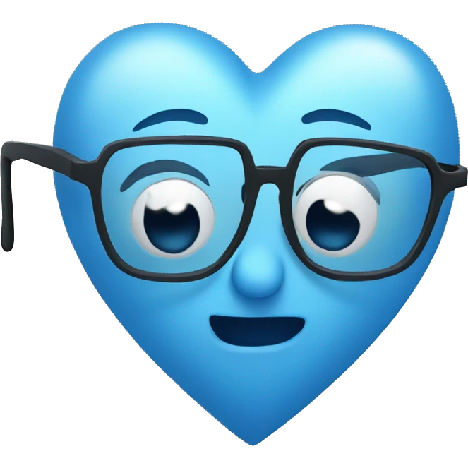 blue heart wearing glasses  emoji