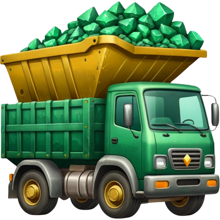 green truck with emrarld ore emoji