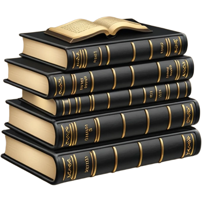 5 black gothic books on top emoji