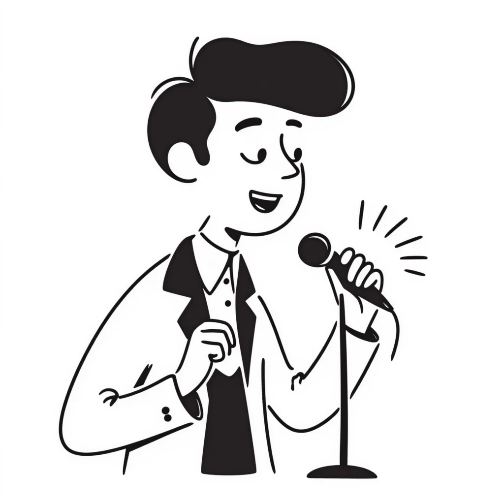 Man speaking into a microphone, presenter or singer emoji