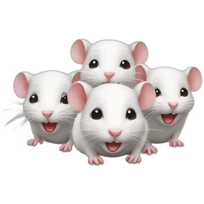 Three cute rats emoji