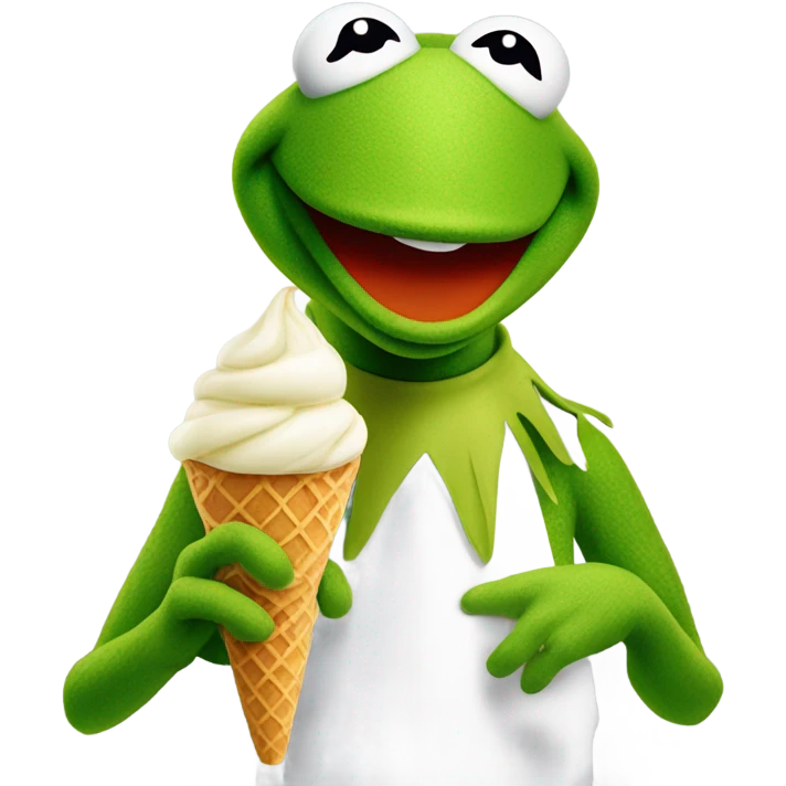 Kermit the frog eat ice cream emoji