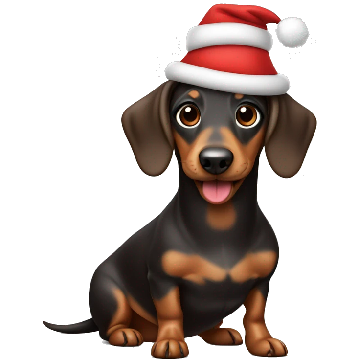 sausage dog with a santa hat emoji