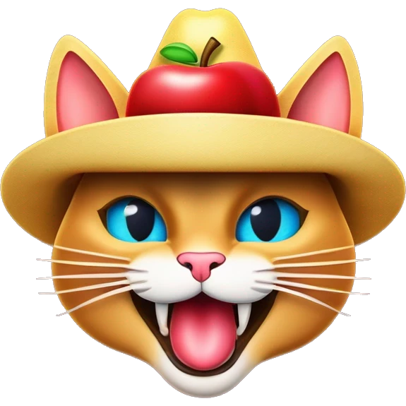 Gato con  un sombrero de manzana emoji