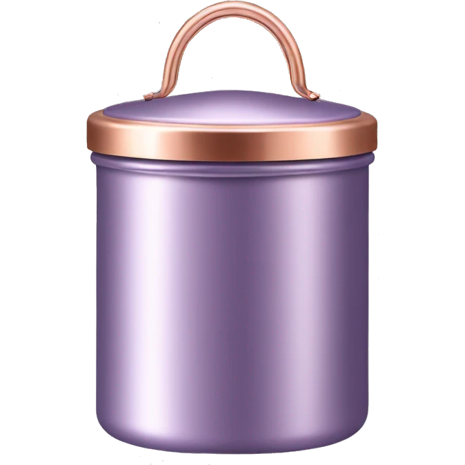 Realistic metallic lavender canister with rose gold hardware.  emoji