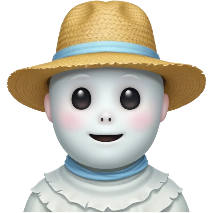 cute ghost farmer portrait, head and shoulders only, straw hat, round friendly face, soft pastel glow, harmless spirit vibe, 3D cartoon, mobile game icon style, clean background, no text, no watermark
 
 emoji