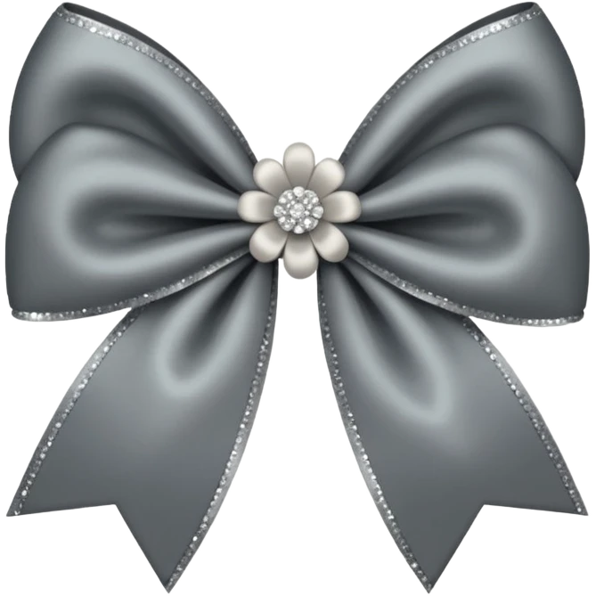 Gray flower bow with glitter emoji