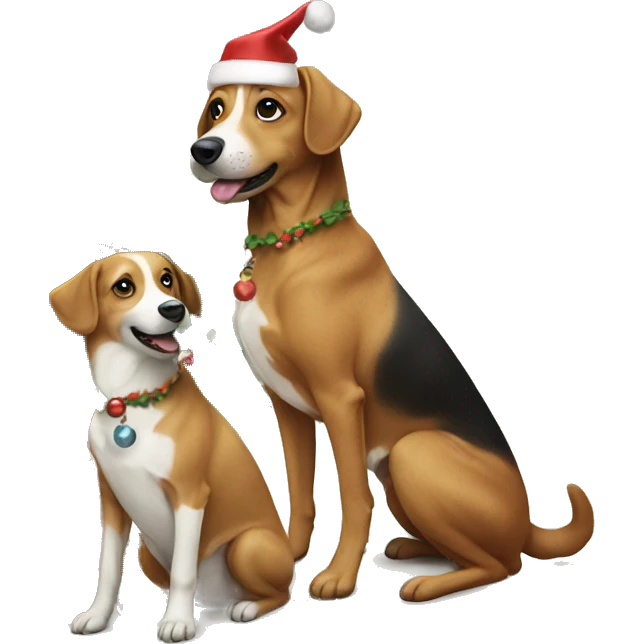 dogs decorating a christmas tree emoji