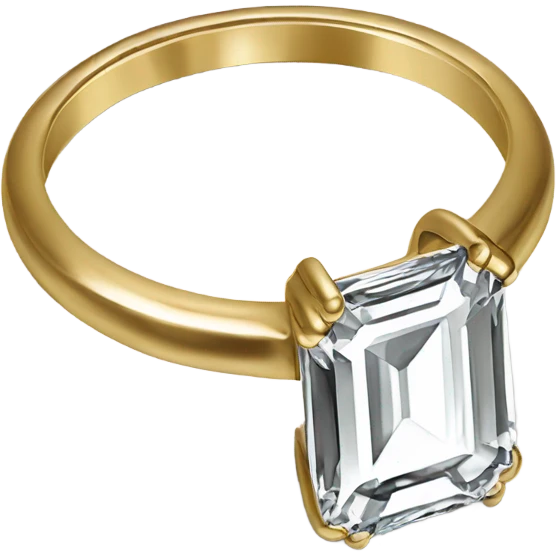 Emerald cut diamond ring gold band  emoji