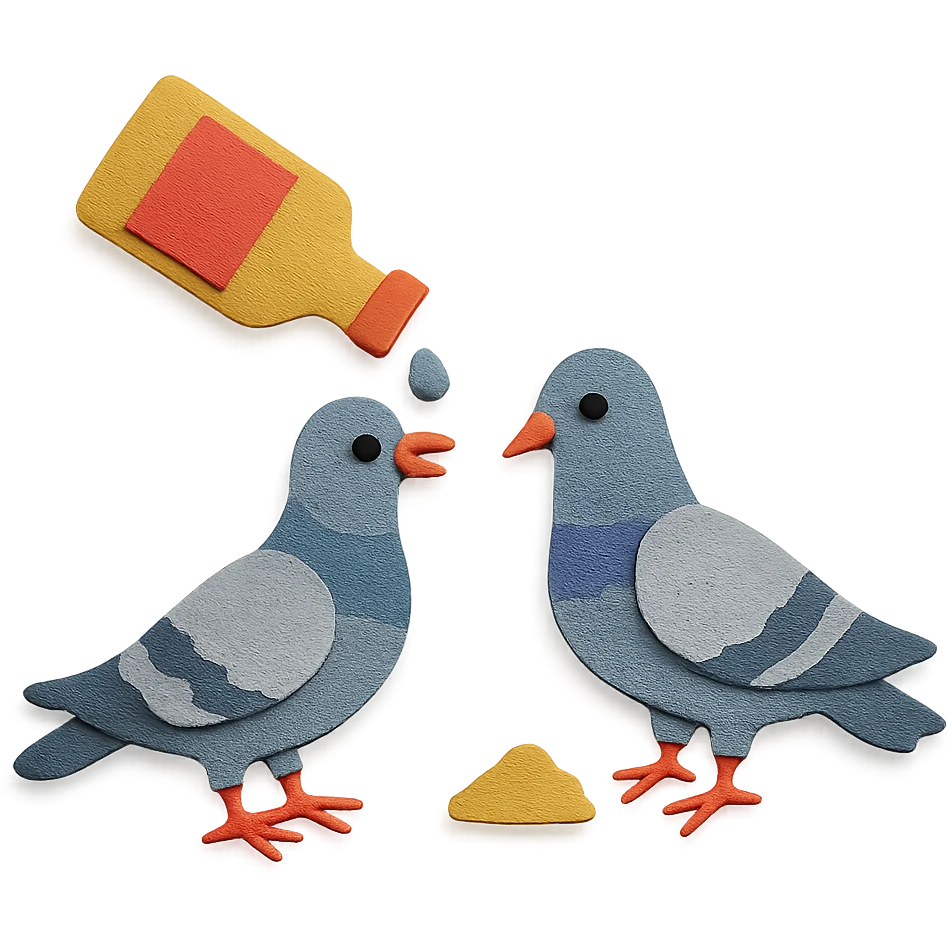 poisoning pigeons in paper craft style emoji