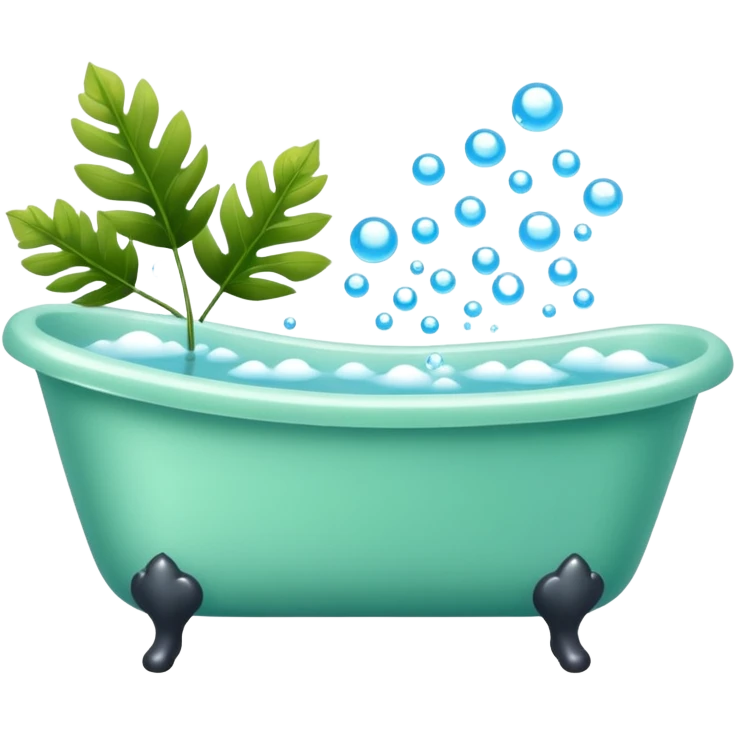 Bathtub with leaves for bubbles and steam  emoji