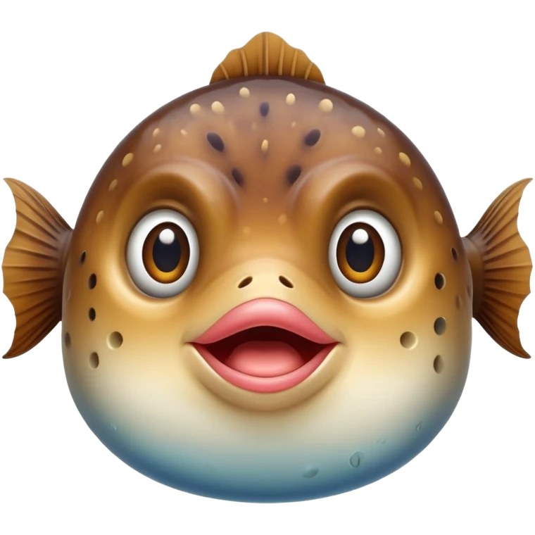 Blowfish with big lips and long brown hair emoji