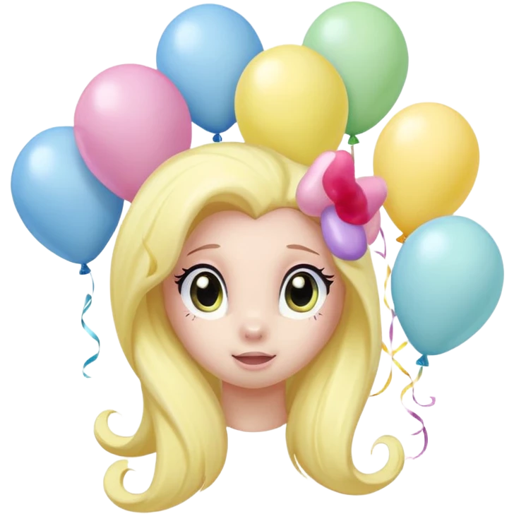fluttershy mlp pastel balloons floating above its mane. emoji