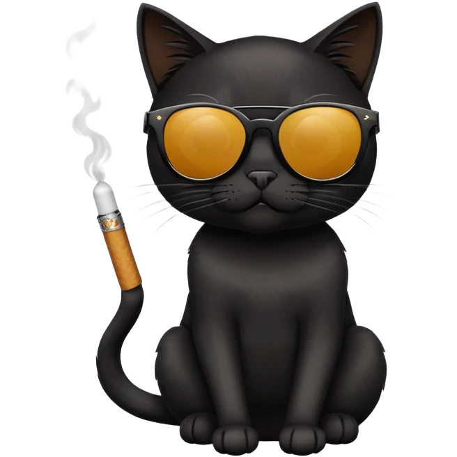 Black cat in sunglasses with cigarette  emoji