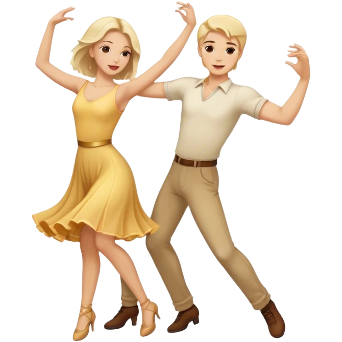 Blonde and brunette dancing together romantically  emoji