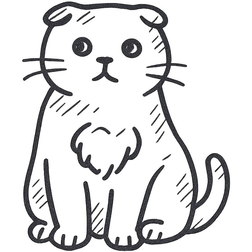 black Scottish fold cat with white spot on the chest emoji