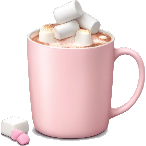 Light Pink mug of hot chocolate with marshmallows  emoji