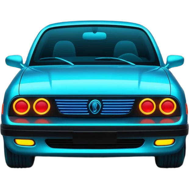 car with neon lighting emoji