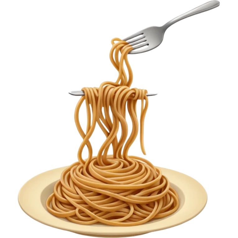 realistic whole wheat spaghetti twirled on a fork, brownish noodles, appetizing emoji