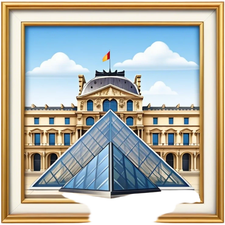 Cinematic Realistic Louvre Museum Landmark Emoji, depicted with the historic museum facade and glass pyramid rendered with lifelike detail and elegant, ambient lighting. emoji