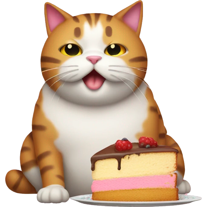 Fat cat eating cake  emoji