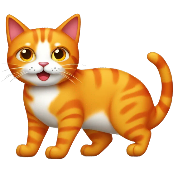 Full body orange cat and a chili pepper  emoji