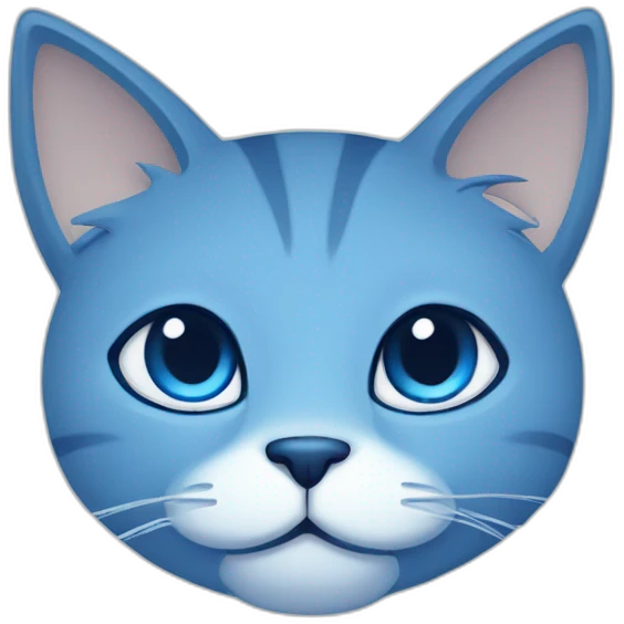 Blue simplistic sketch of a cute cat face emoji