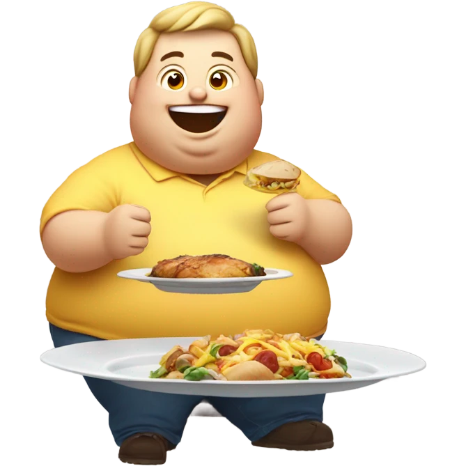 happy fat person eating emoji