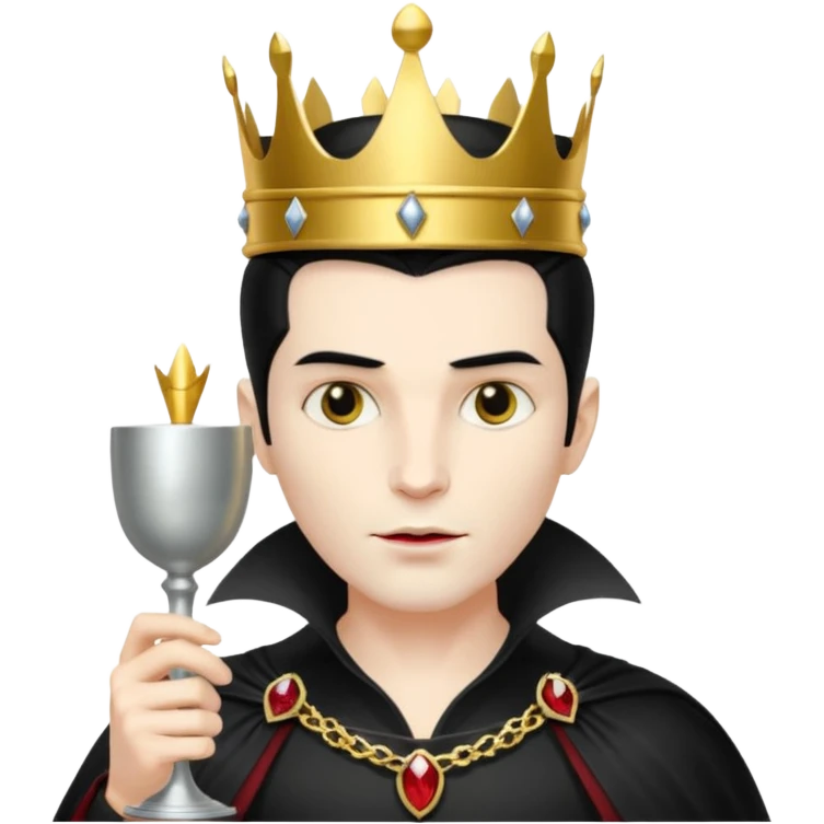 Vampire King, Vampire with slicked-back hair, wearing a crown, holding a goblet. emoji