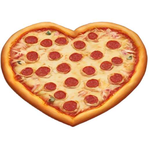 Realistic heart shaped pizza sitting flat in a Pink open pizza box. emoji