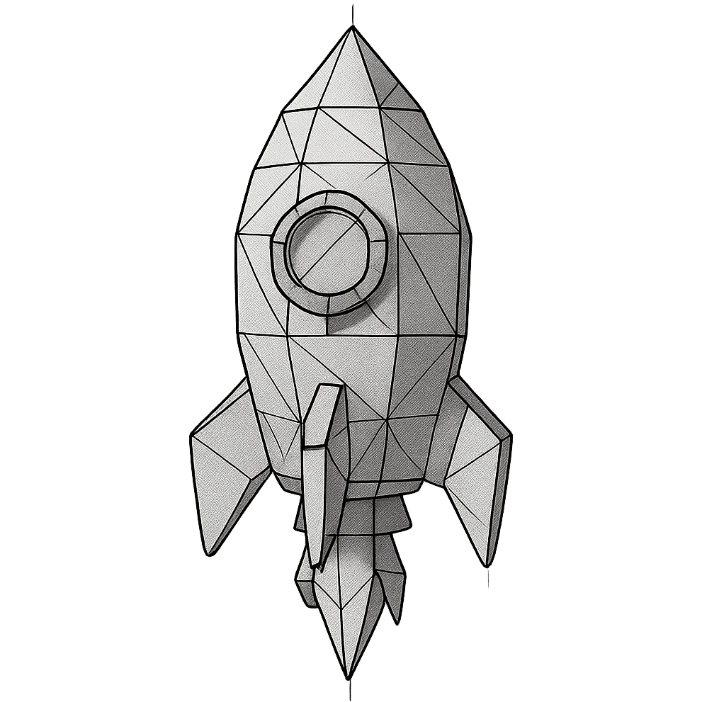 a rocket ship in low poly wireframe style emoji