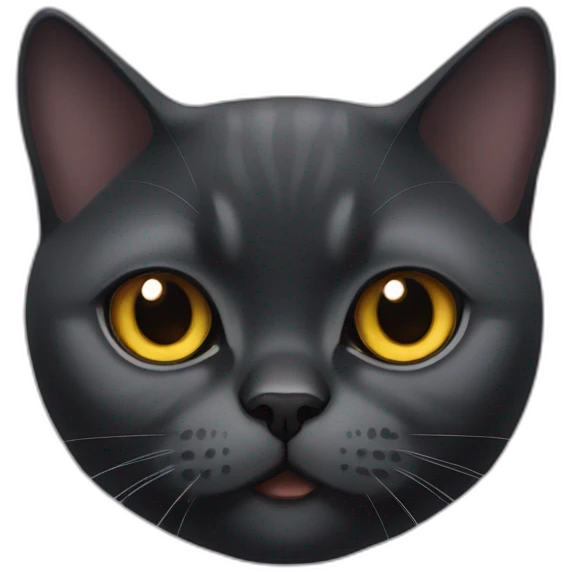 a black British Shorthair cat peaking emoji