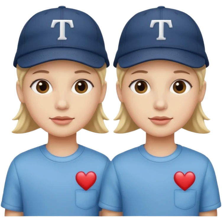 Twins wearing caps emoji