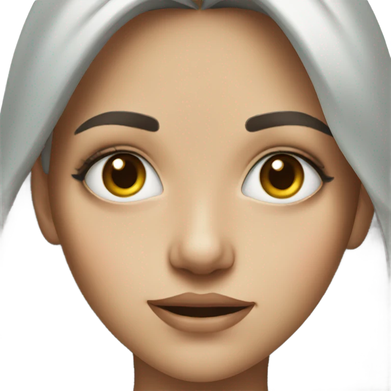 realistic portrait of girl with grey eyes emoji